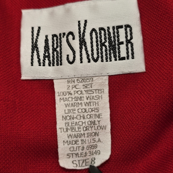 Kari's Korner Vintage Red Black Zip Up Shoulder Pads Blazer Jacket Size 8 - Picture 5 of 5